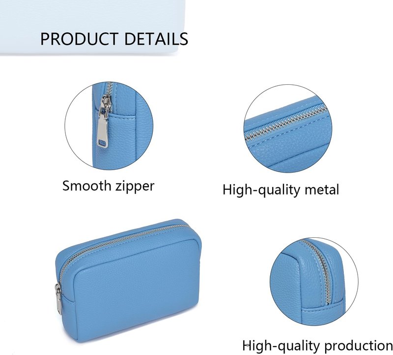 Skiennix Makeup Bag - Large Capacity Women's Classic Black Wash Bag with Adjustable Partition | Gentian Blue