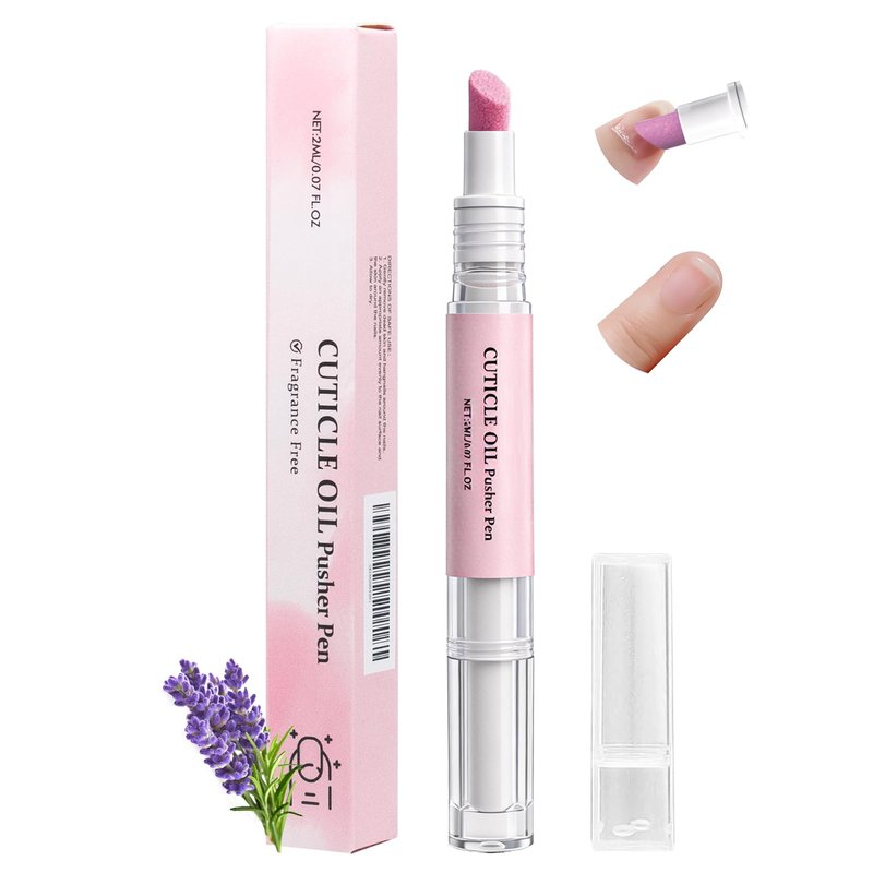 Ceramic Cuticle Oil Pusher Pen - 4-in-1 Cuticle Remover Pen for Nails with Micro-Dosin Oil - Nail Care Buffer Pens for Dry Damaged Nails Hangnails Moisturiz Polish Brighten (1PCS)