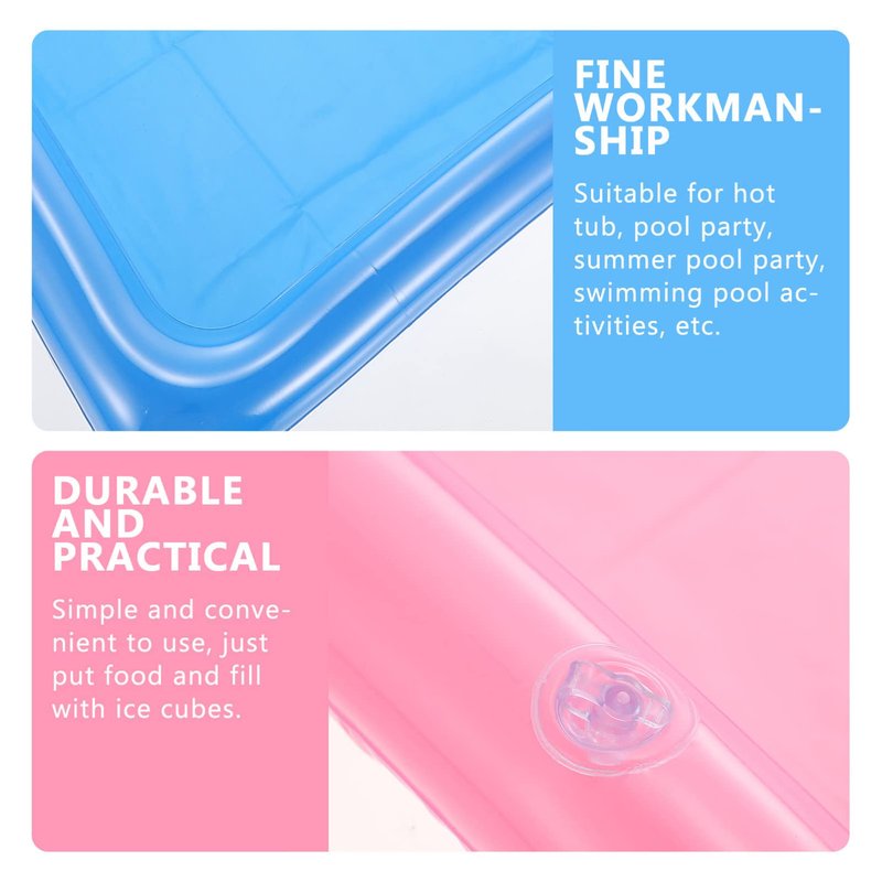 Food Tray 2pcs Luau Inflatable Serving Bars Ice Buffet Salad Serving Trays for Indoor Outdoor Beach Luau Party, Picnic, and Pool Party Cooler