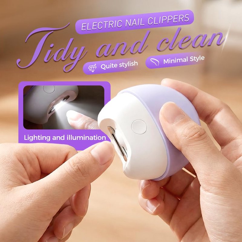3 in 1 Automatic Electric Nail Clipper, 2026 New Nail Trimmer with Light & Nail Scraps Storage, Quiet Electric Toenail Clippers for Seniors Adults (White)