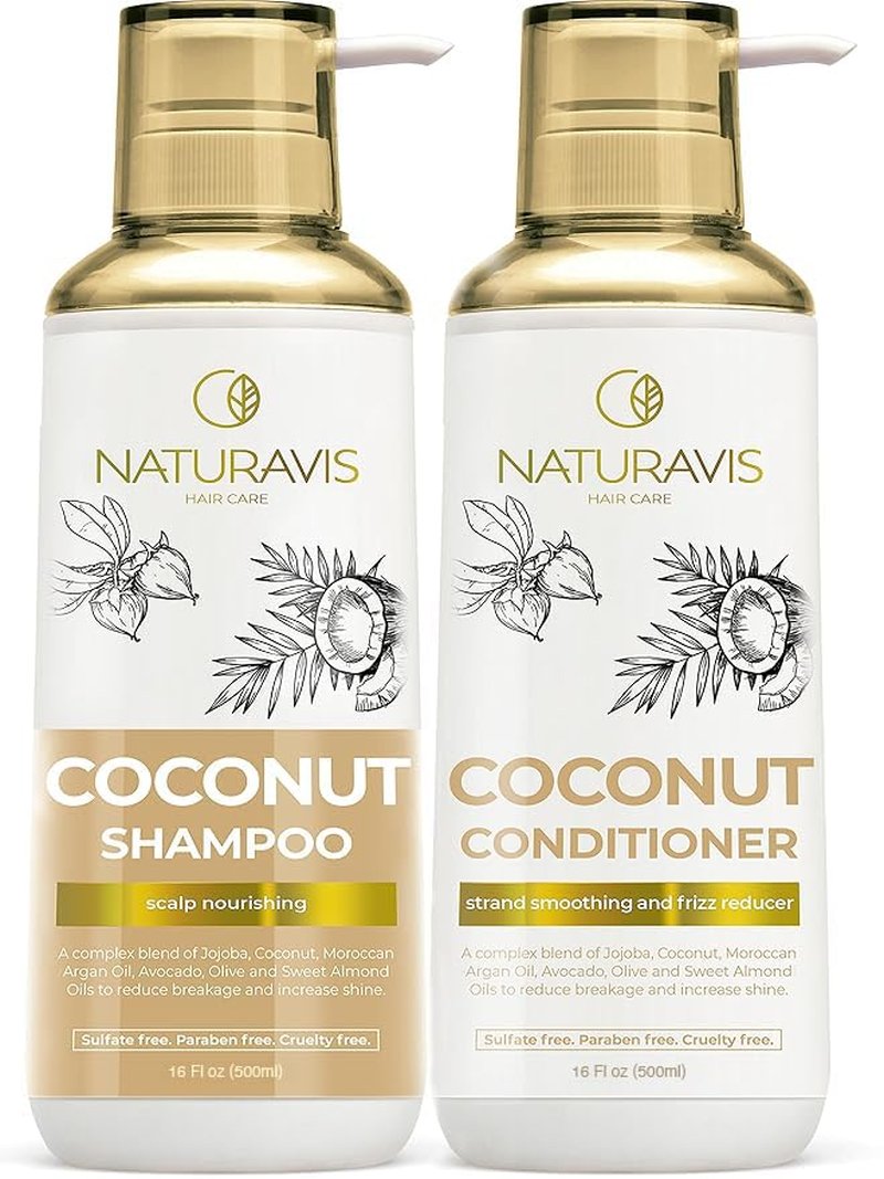Coconut Shampoo and Conditioner Set | Sulfate-Free, Paraben-Free Moisturizing Treatment for Dry Hair
