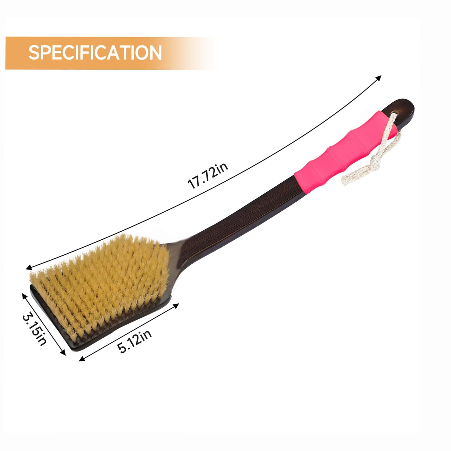 ENAMELEVO Back Scrubber for Shower,Exfoliating Shower for Men with Long Handle,Dry Brushing Body Brush,Lymphatic Contour for Full Body Exfoliation, Skin Cleansing & Lymphatic Drainage