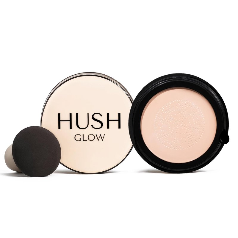 Hush Glow™ Foundation Cushion SPF 30 – Skincare-Infused Lightweight Foundation with Mushroom Applicator for Mature Skin, Hyaluronic Acid & Peptides, Buildable Natural Coverage (Ivory)