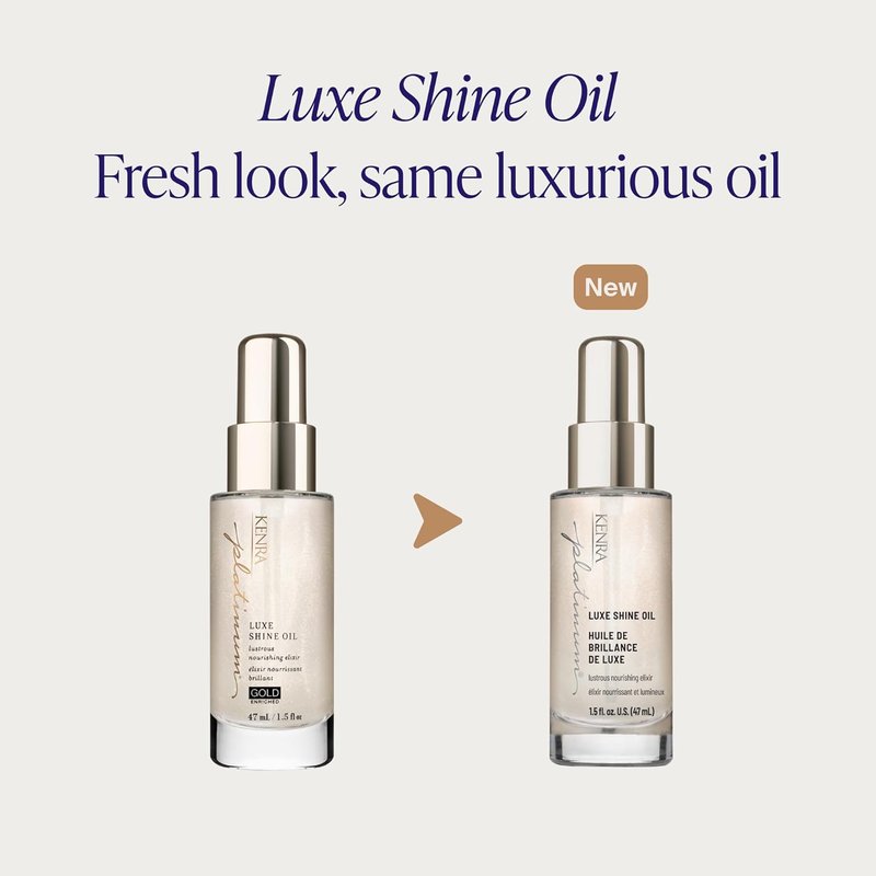 Kenra Professional Platinum Luxe Shine Oil - Gold Enriched Elixir for Enhanced Shine & Manageability | Thermal Protection Up to 450°F | Ideal for Medium to Coarse Hair