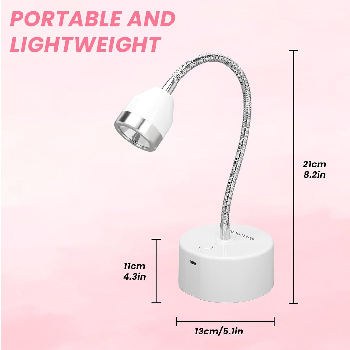 Touch Switch Gel x Lamp - 9W Cordless Rechargeable Gooseneck UV Nail Lamp | Portable Quick-Dry with 60s Timer for Home & Salon