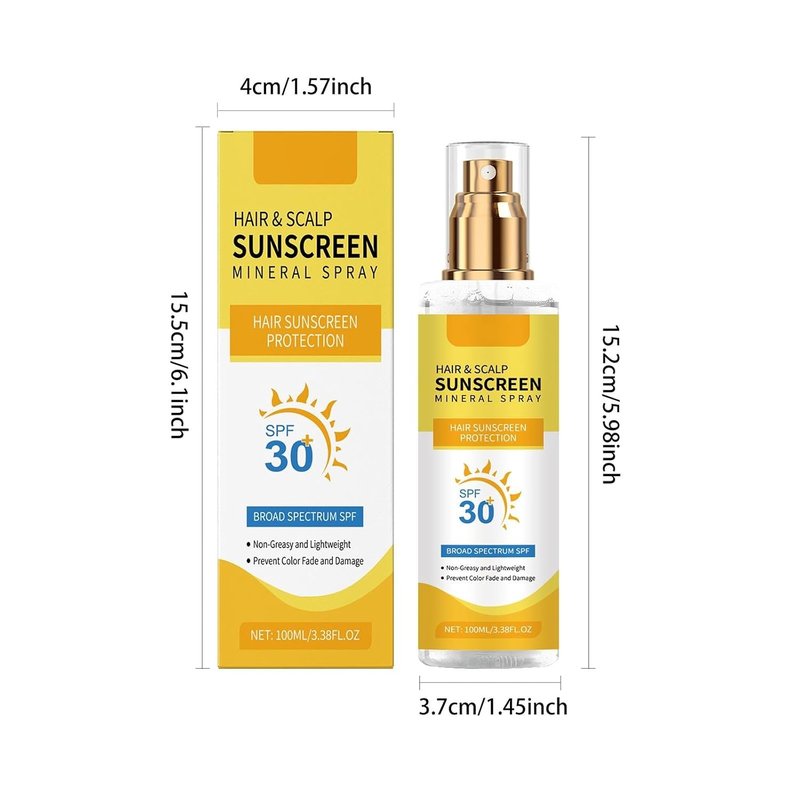 Hair & Scalp Sunscreen Spray SPF 30 - Color-Safe UV Protection for Dyed Hair | Weightless Coconut Enriched Shield (1)