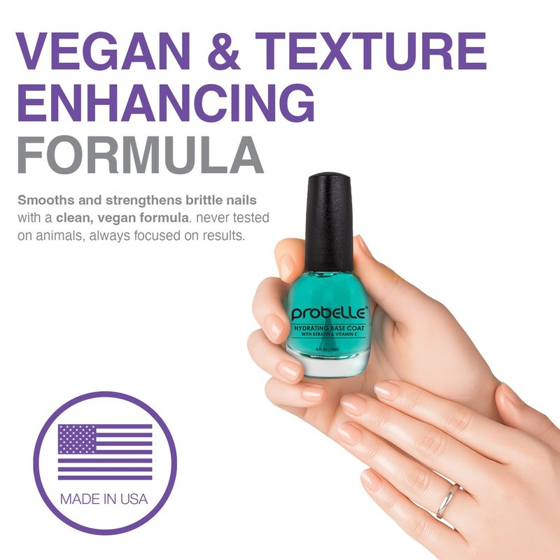 Probelle Hydrating Base Coat - Nourishing Moisturizer for Dry, Brittle Nails | Extends Polish Life & Adds Healthy Glow