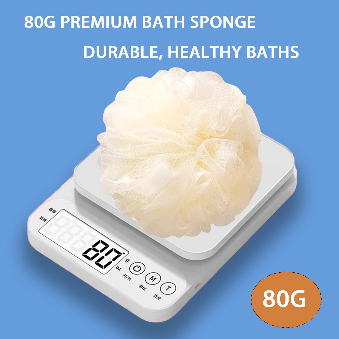 THYUNHE Sunvitae Bath Sponges Loofahs，Shower Puff 80 Grams Large Size，2 Pack Shower Sponge Pouf Ball Exfoliating Cleaning Bath Sponge Shower Loofa Pouf Ball Body Scrubber Balls (Black、Cream)