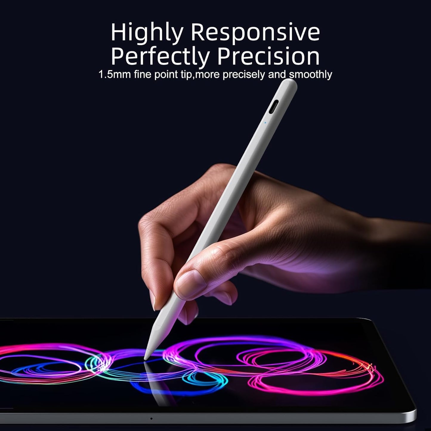 Stylus Pen for iPad by [Brand Name] | 2X Fast Charge Active Pencil Compatible with 2018-2026 iPad Pro, Air, Mini - White