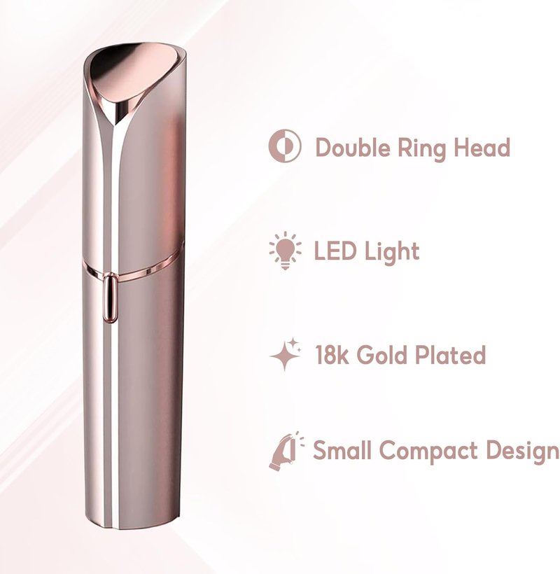 Facial Hair Removal for Women - Electric Painless Remover with USB Rechargeable & 2 Heads | Rose Gold