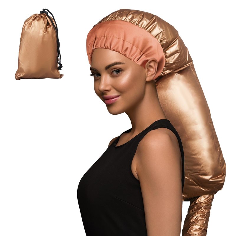 Bonnet Hair Dryer Attachment with Adjustable Headband-Large Hooded Hair Dryer Cap for Drying Fast at Home,Easy to use for Hair stying,Curling Hair Care Fast Drying (Gold)