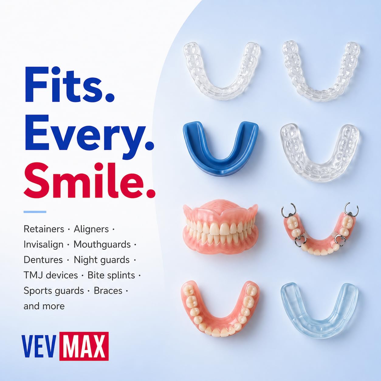Vevmax Retainer Cleaner Tablets - 48 Tablets (1.5 Months Supply) - Denture Cleaning, Removes Stains & Odours, Freshens Aligners, Mouthguards, Nightguards - Perfect for Ultrasonic Retainer Cleaner