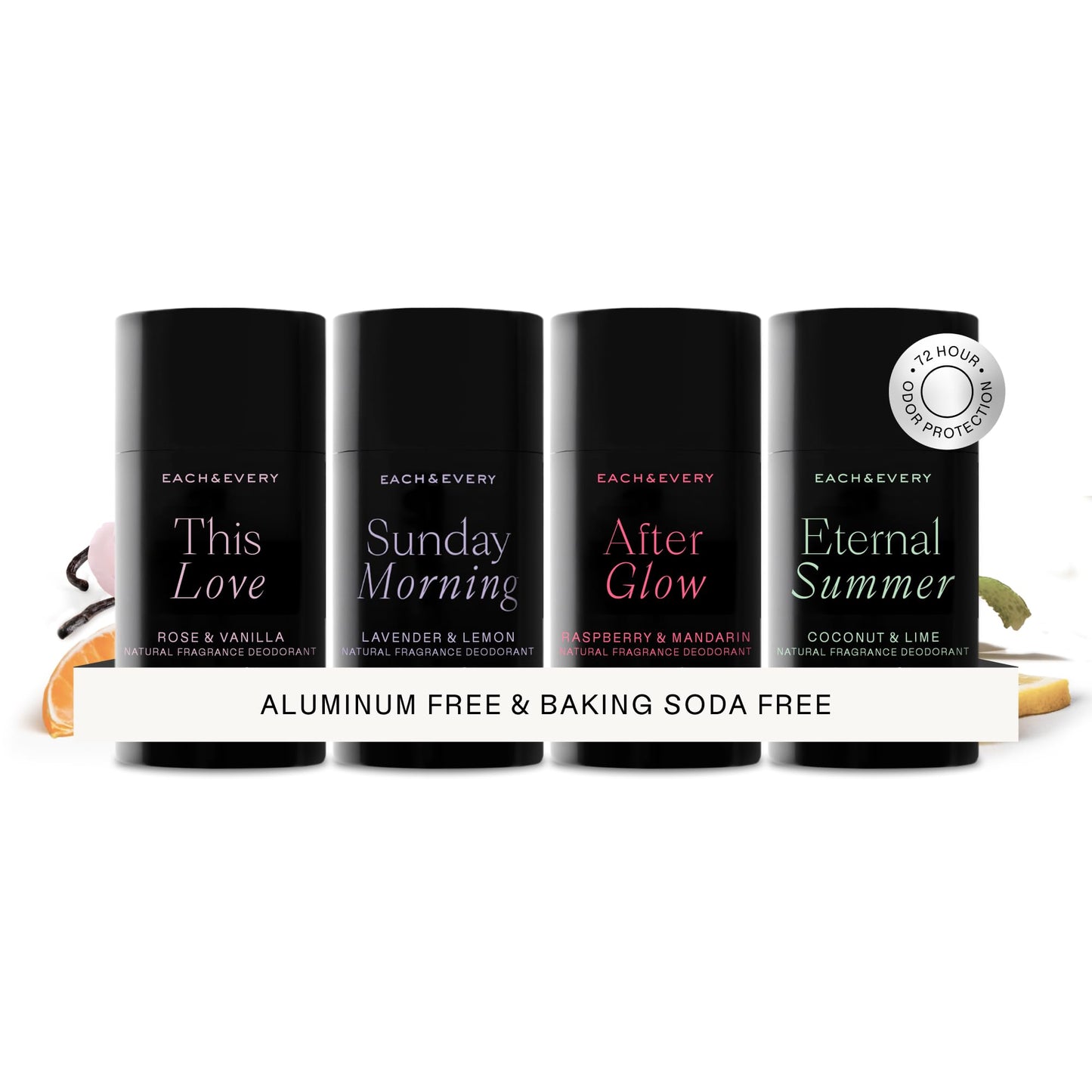 Each & Every Aluminum Free Deodorant for Women & Men – Natural Fragrance 72-Hr Odor Protection, Non-Toxic Deodorant for Sensitive Skin, EWG Verified, Baking Soda Free - Multiple Scents 4 Pack, 2.5oz