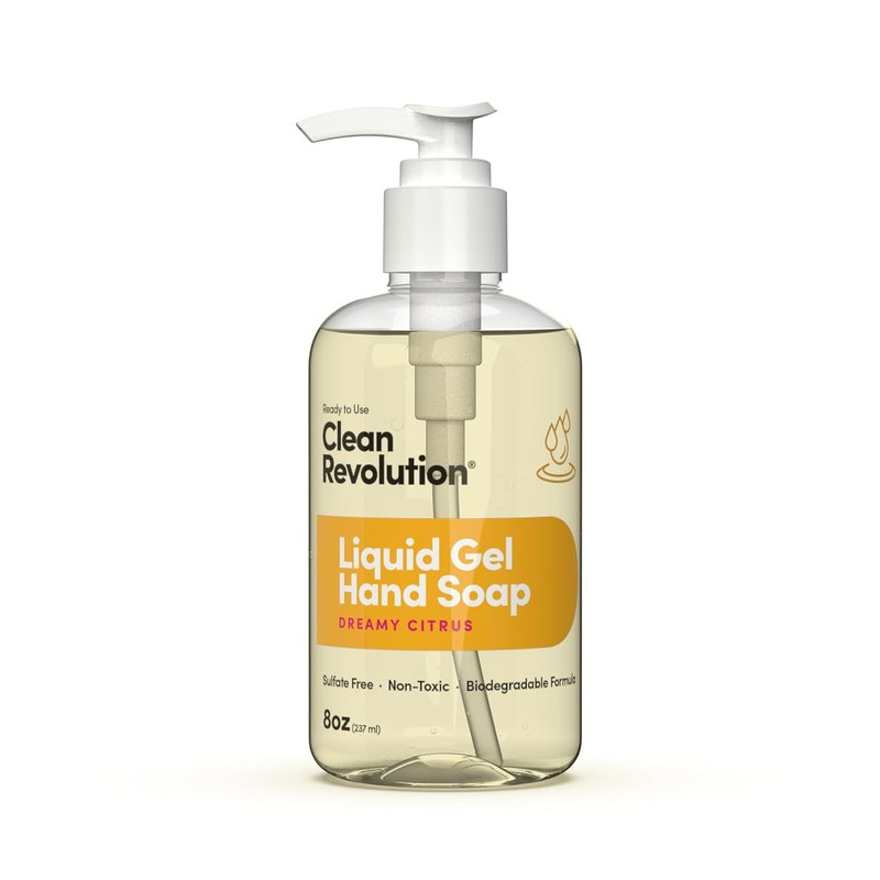 Clean Revolution Liquid Gel Hand Soap - Silky Rich Formula with Real Essential Oils | Dreamy Citrus, 8 Fl Oz (Pack of 6)