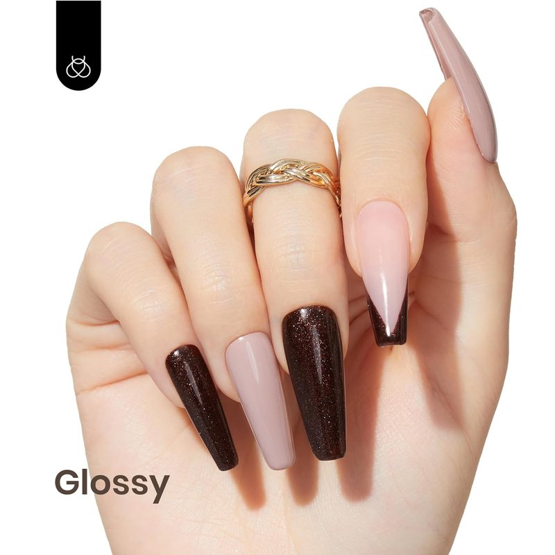 Beetles Brown Glitter Gel Nail Polish - Chocolate Brown Soak Off 15ml | Perfect for DIY Nail Art & Manicure