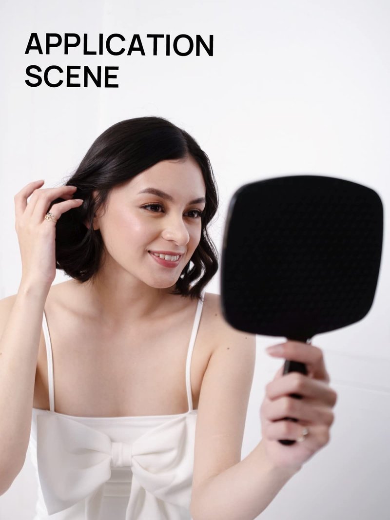 OMIRO Hand Mirror, Large Black Handheld Mirror with Handle, 7.4" W x 10.3" L