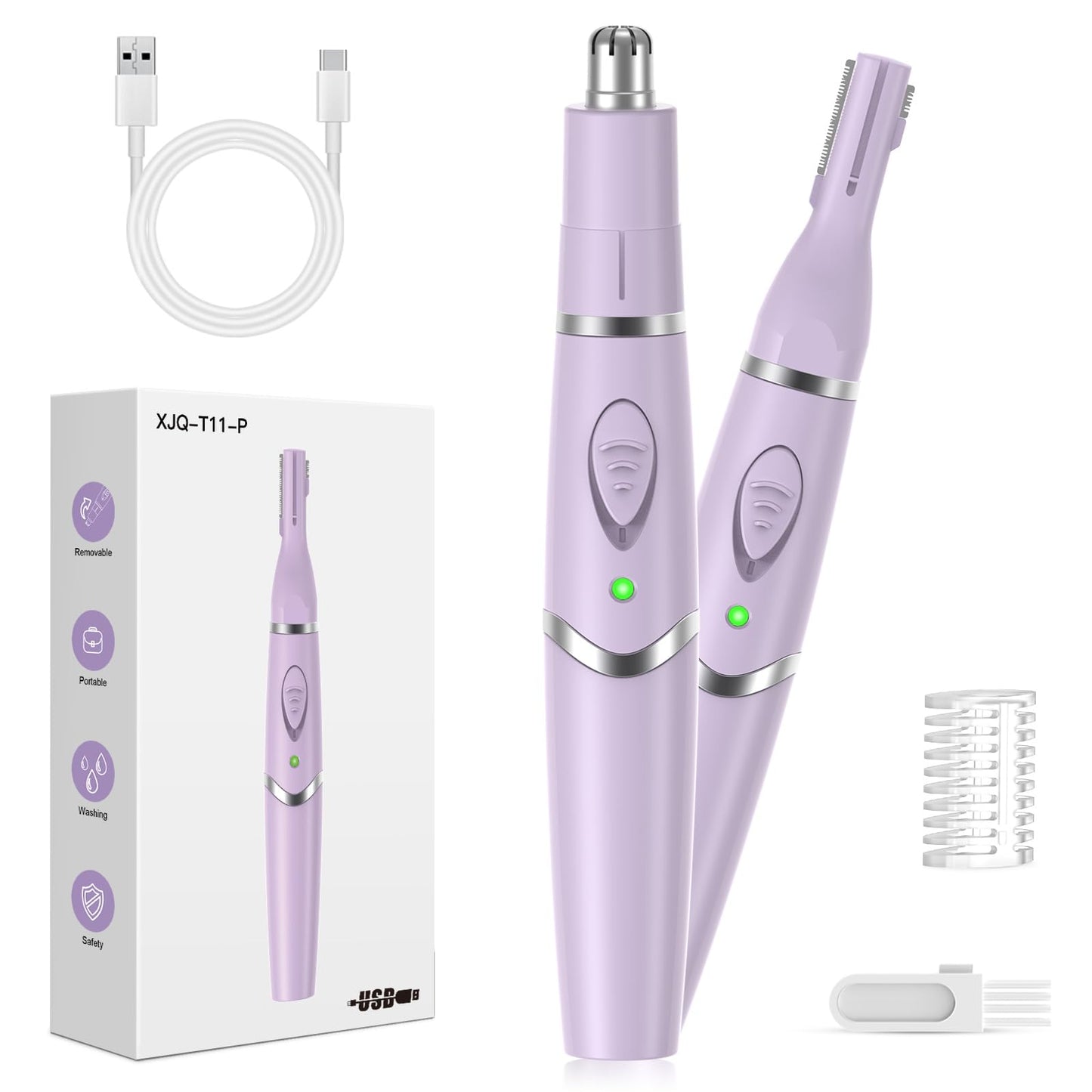Yinowt Ear and Nose Hair Trimmer for Women, 2026 Professional Painless 2 in 1 USB Rechargeable Eyebrow & Facial Hair Trimmer, Precision Tool with Powerful Motor and Dual-Edge Blades, IPX7 Waterproof