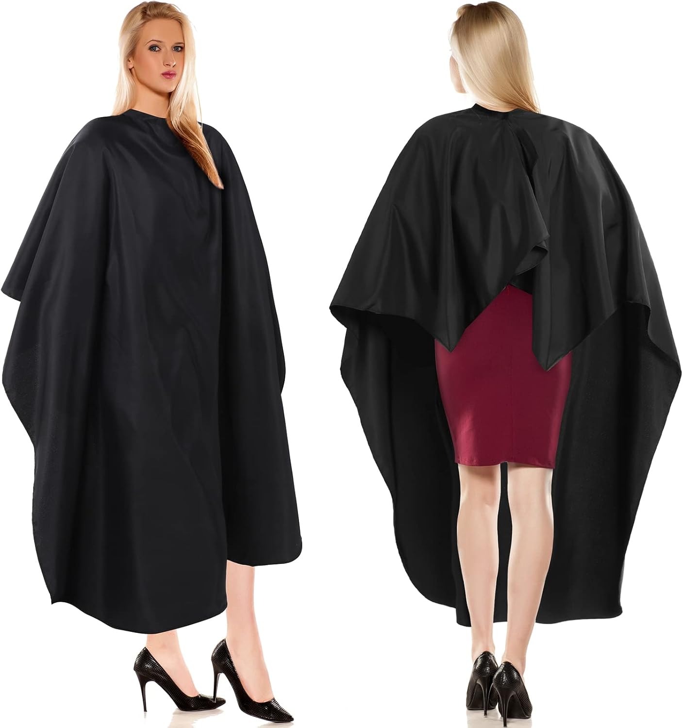 Wesiti Barber Cape Set - 3 Large Waterproof Hair Cutting Capes with Adjustable Snaps | Black 64 x 56''