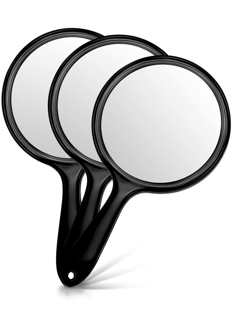 OMIRO Hand Mirror, Double-Sided Handheld Mirror 1X/3X Magnifying Mirror with Handle, Set of 3 (Transparent Black)