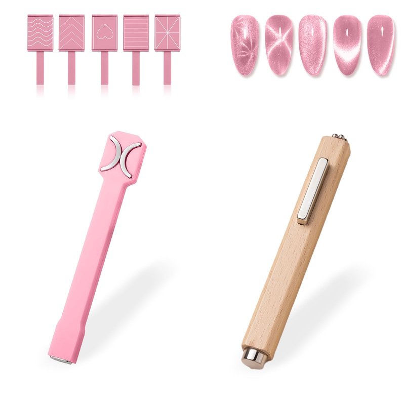 3 in 1 Nail Magnet Tool 7Pcs Cat Eye 3D Nails Art Cat Eye Gel Nail Polish Magnet Multi-Function Nail Magnet Stripe Cat Eye Gel Nail Polish Magnetic Wood Tools for Nail Salon DIY