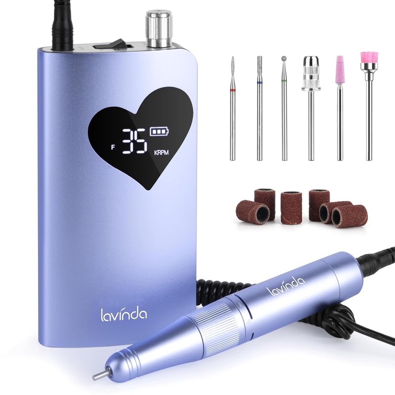 Lavinda Electric Nail Drill Machine - 35000RPM Cordless Rechargeable Efile for Acrylic Gel Nails | Purple 910
