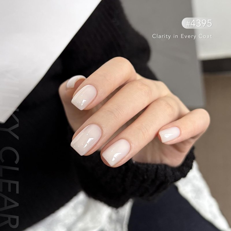 GAOY Jelly White Gel Nail Polish, 16ml Sheer Natural Base Color Soak Off Gel Polish, UV Light Cure for Nail Art DIY at Home, 4395 Milky Clear
