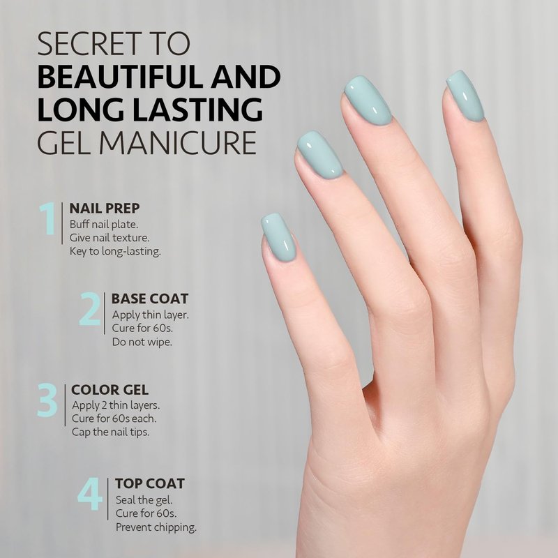 GAOY Blue Gel Nail Polish - 16ml Soak Off Formula for DIY Manicure | UV Light Cure, 2001 Cadet Blue