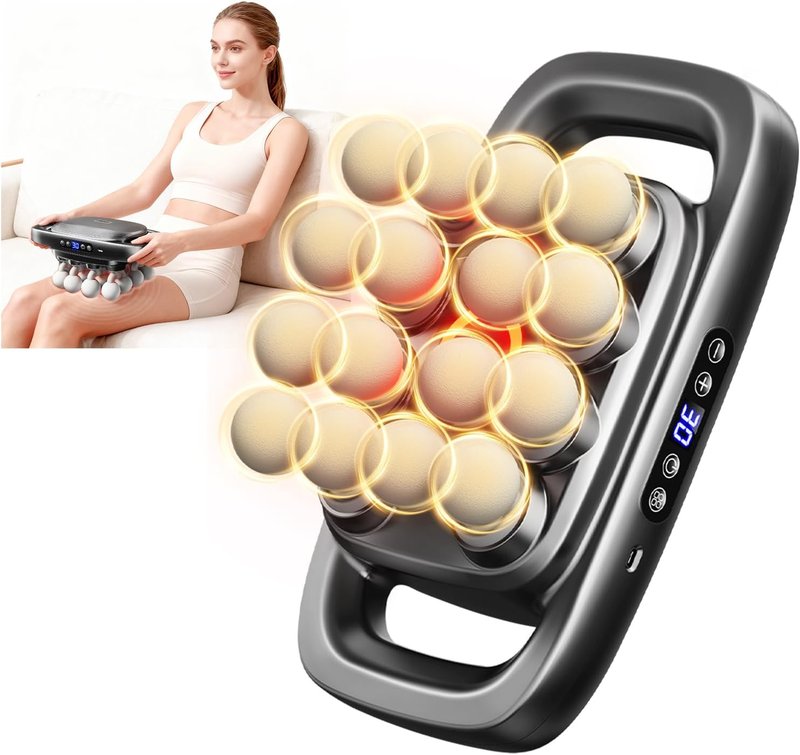KOOTLEE Deep Tissue Massage Gun - 16 Heads Percussion Massager for Pain Relief & Muscle Relaxation | 3 Modes, 30 Intensity Levels