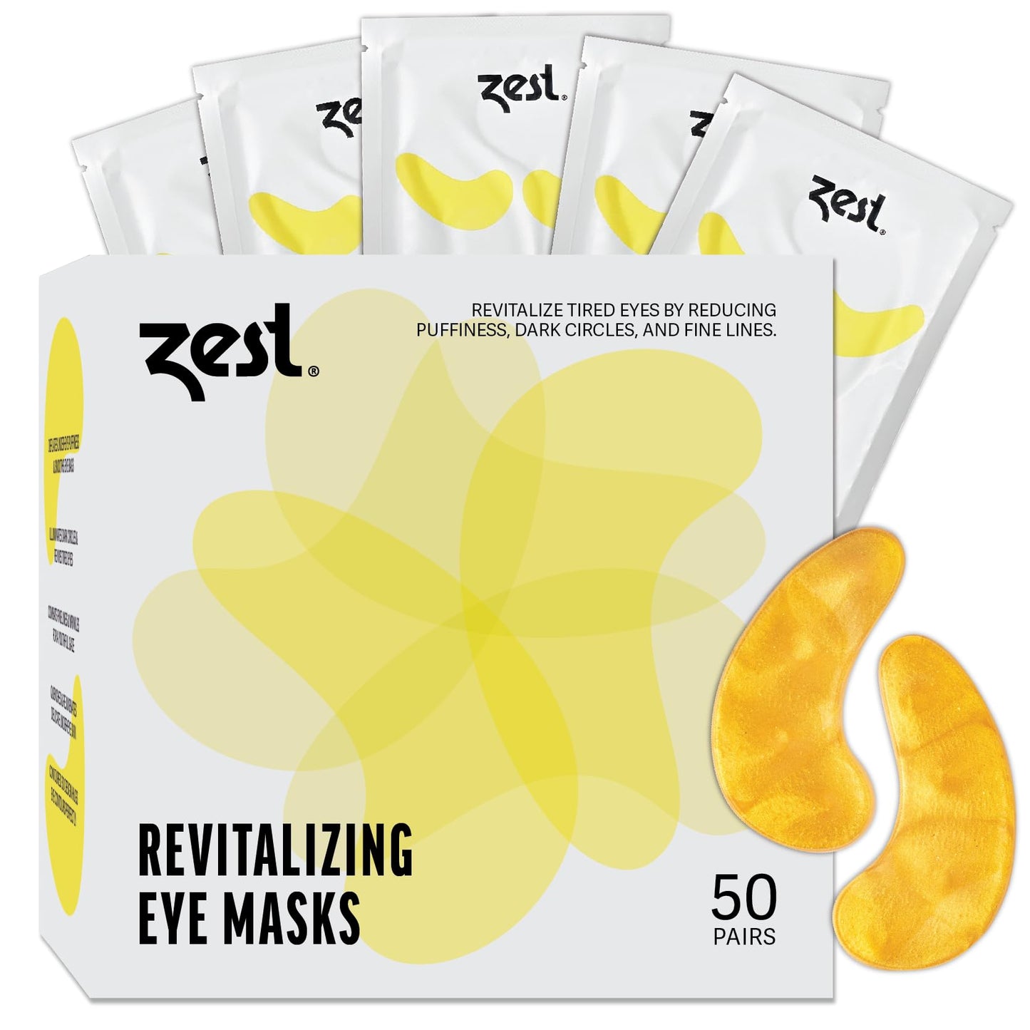 ZEST 50 Pairs 24k Gold Gel Crystal Collagen Eye Mask - Under Eye Pads for Moisturizing, Reducing Fine Lines, Dark Circles & Puffy Eyes Patch for Women and Men