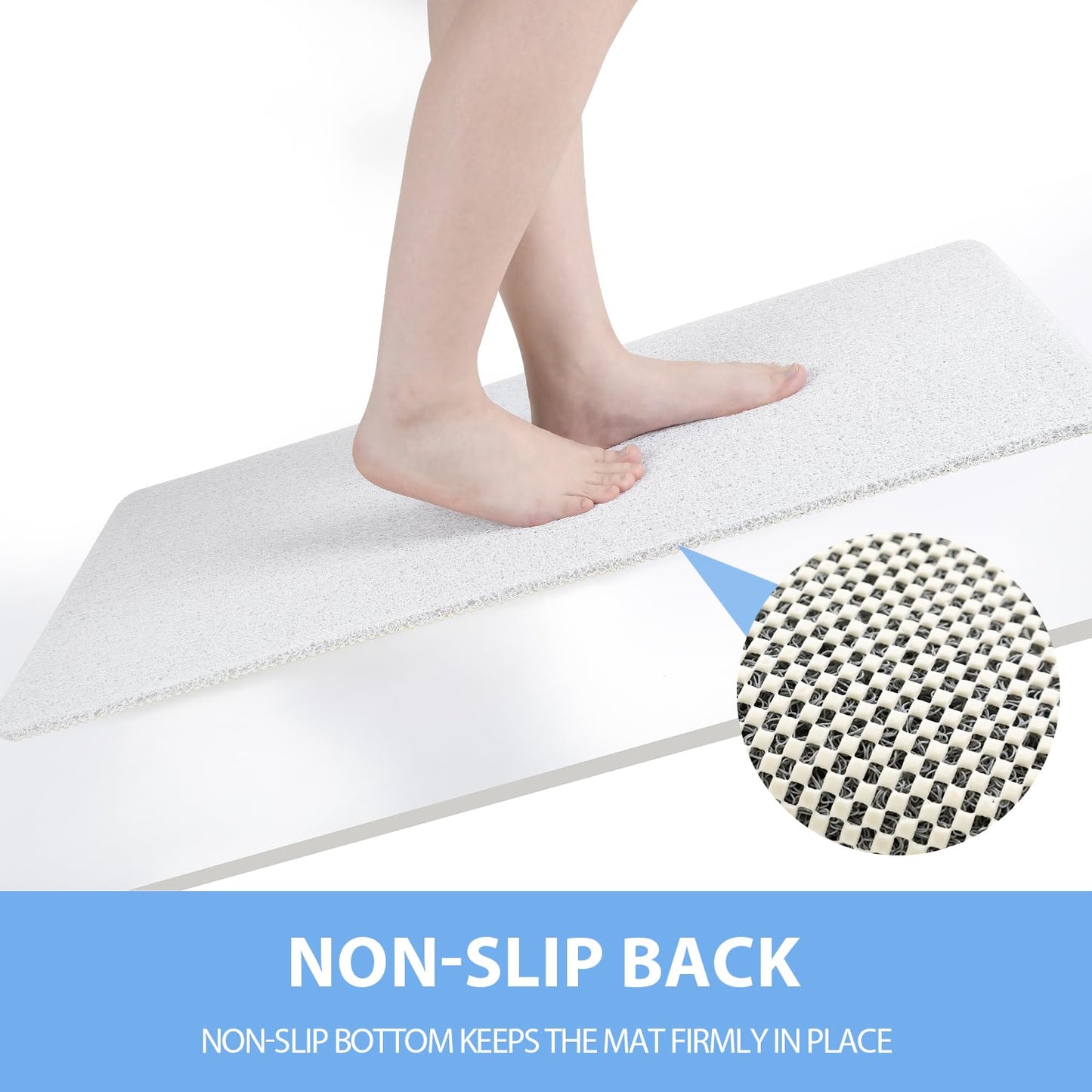 Hargiis Non-Slip Bathtub Mat, Anti Slip Shower Mat, Fast Drying Bathtub Mats, Foot Scrubber Mat, Anti Slip Mat for Tub, Floor, Bathroom, Kitchen, Home, Hotel (White 40"×16")