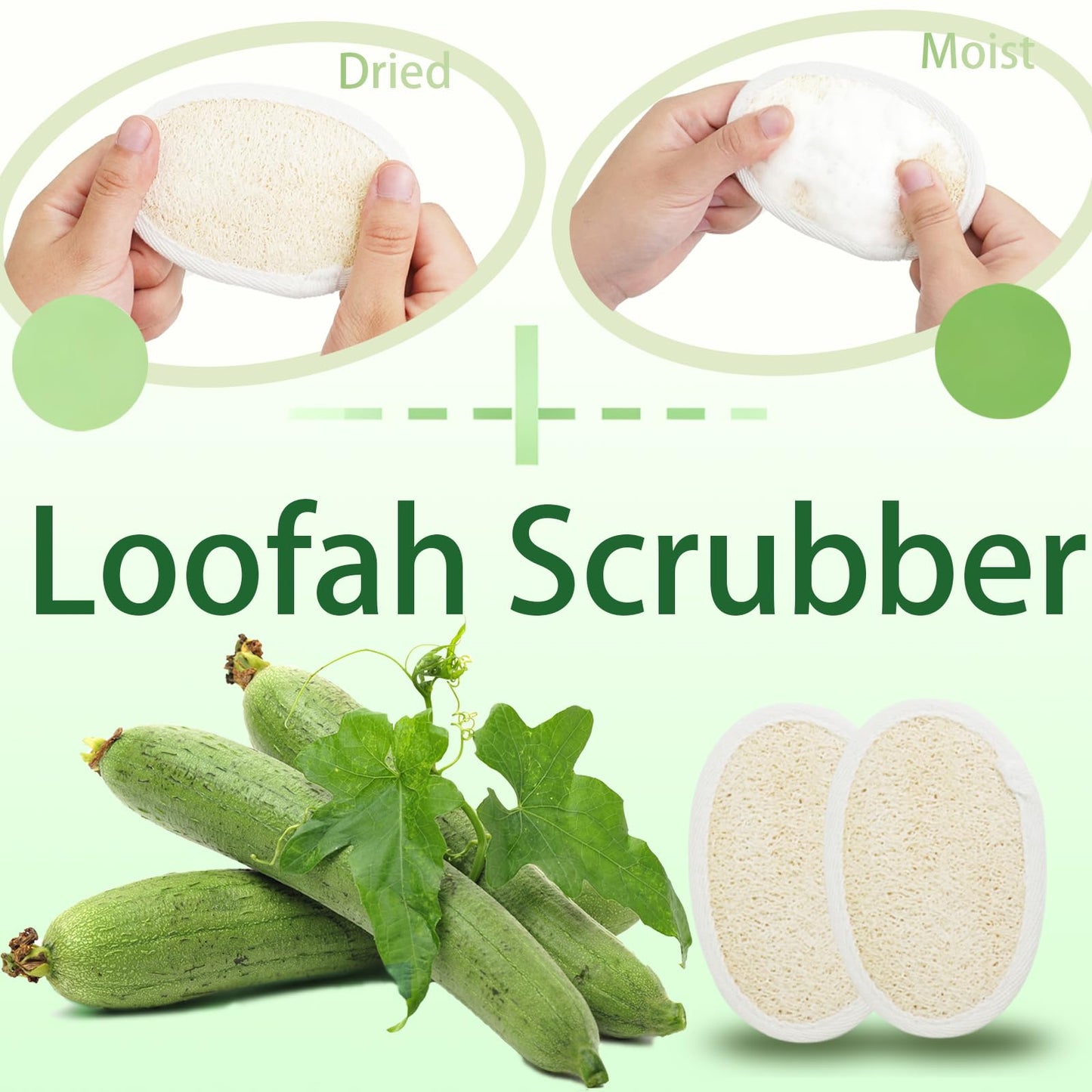 UCEHIPAW 54 Pcs Exfoliating Loofah Pad Bulk Natural Scrubber Luffa Brush Close to Skin Body Scrubber Shower Loofah Sponge Pad for Men Women Spa Bath