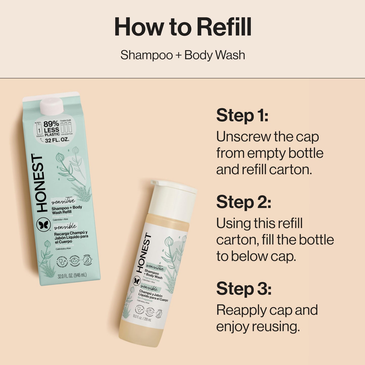 The Honest Company 2-in-1 Cleansing Shampoo + Body Wash, Gentle Enough for Baby, Dermatologist Tested, Tear-Free, Hypoallergenic, Fragrance-Free