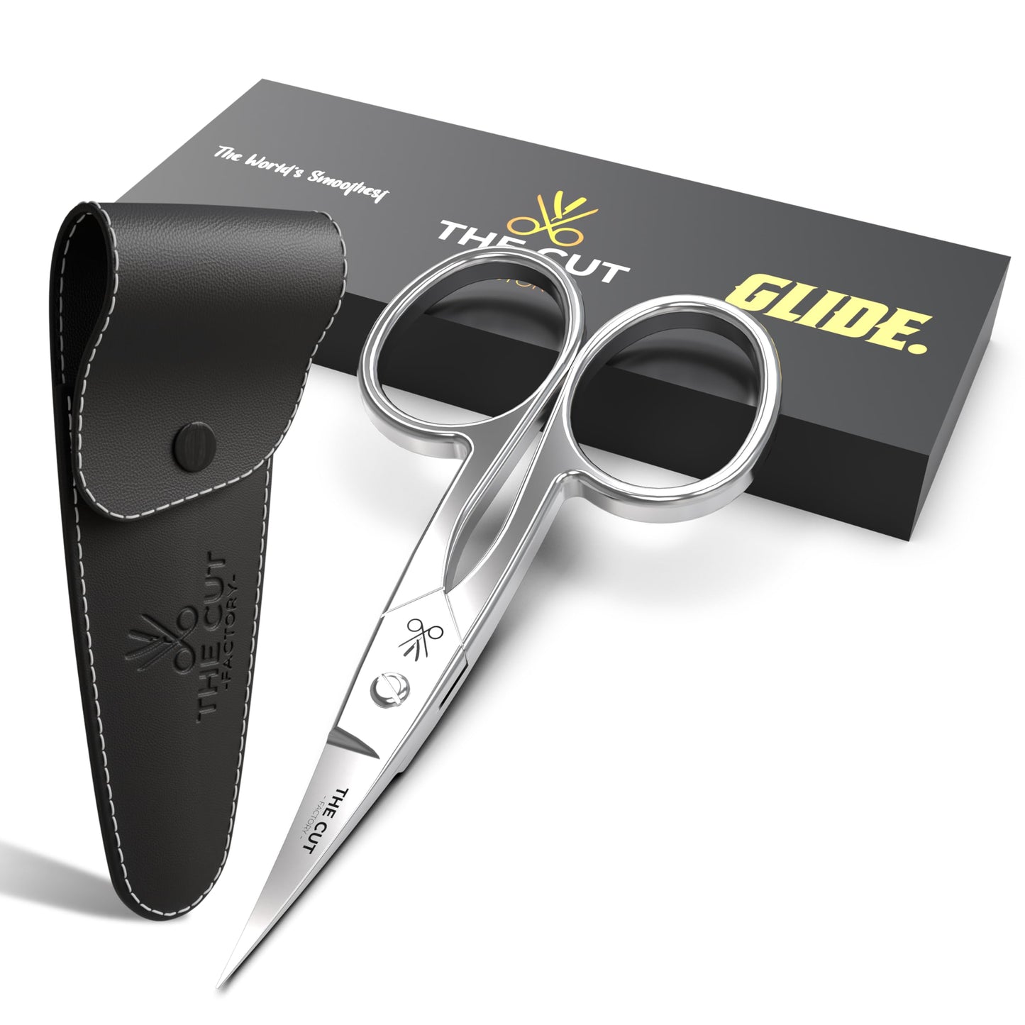 The Cut Factory- Premium Manicure Scissors Multi purpose Stainless Steel Cuticle Pedicure Beauty Grooming Kit for Nail, Eyebrow, Eyelash, Curved Blade High Carbon Steel Anti- Rust Leather Pouch
