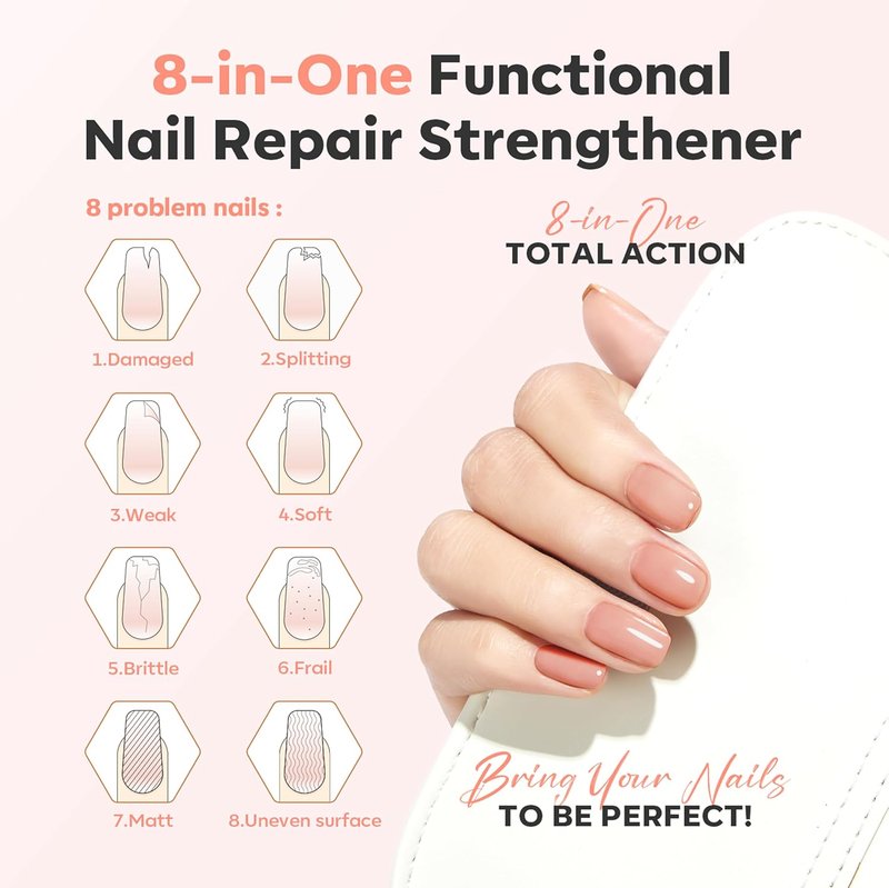 Nail Strengthener & Growth Hardener | Extra Strong Nude Polish for Damaged Nails - 15ml