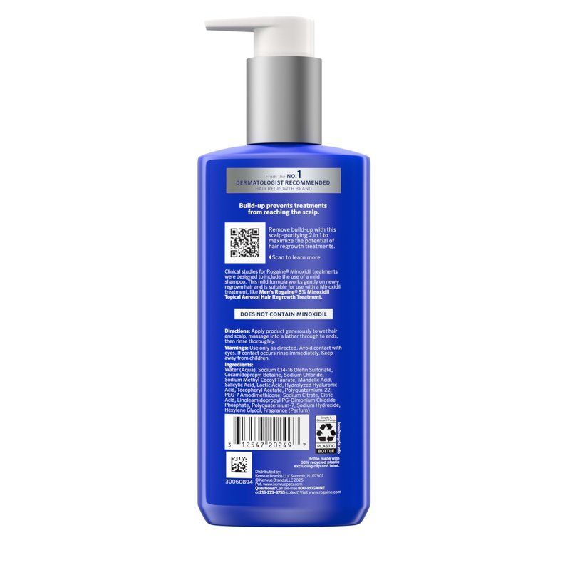 Rogaine Men's Pre-Growth 2 in 1 Shampoo + Conditioner with Triple Acid Complex, Scalp Purifying Shampoo Removes Build-Up To Maximize Hair Regrowth Treatments, Not Minoxidil, 8.4 fl. oz