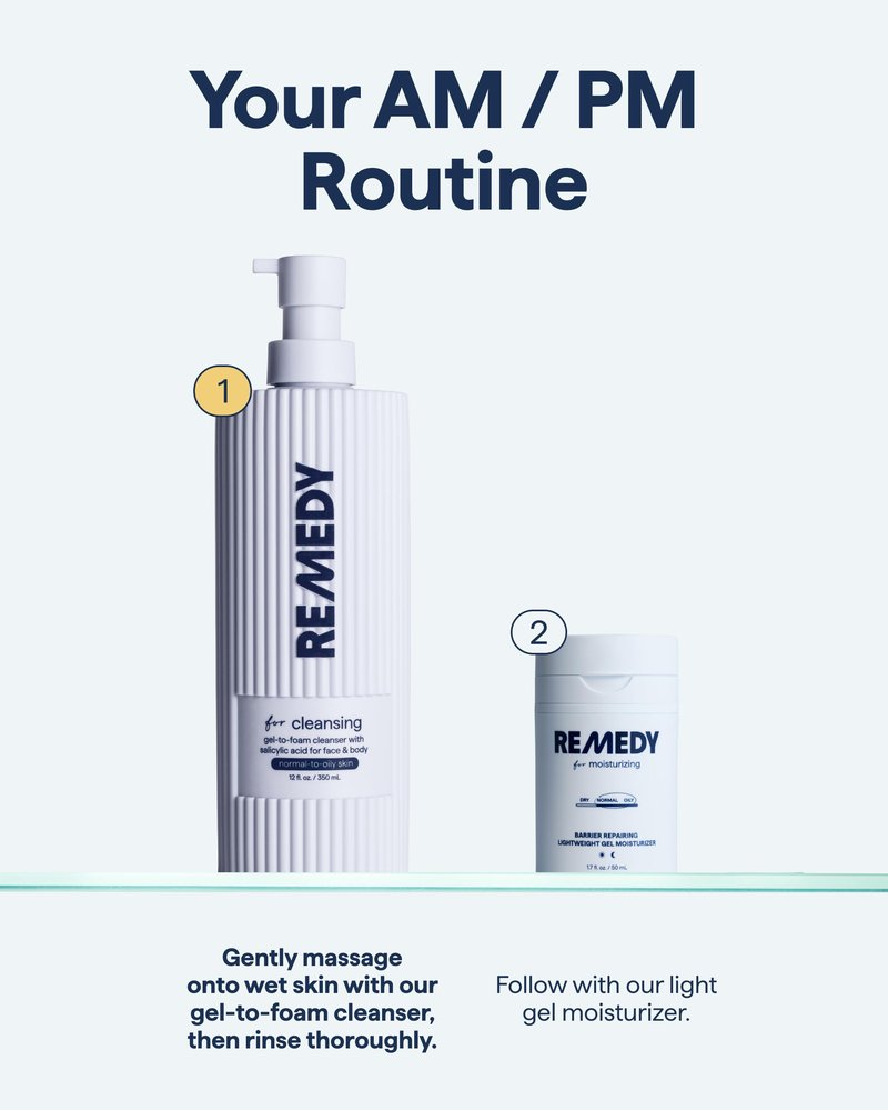 Remedy for Lightweight Cleansing | Gel-to-Foam Cleanser for Normal to Oily Skin | 0.5% Salicylic Acid, Ceramide NP, Niacinamide, Green Tea | By Dermatologist Dr. Shah, 12 fl. Oz