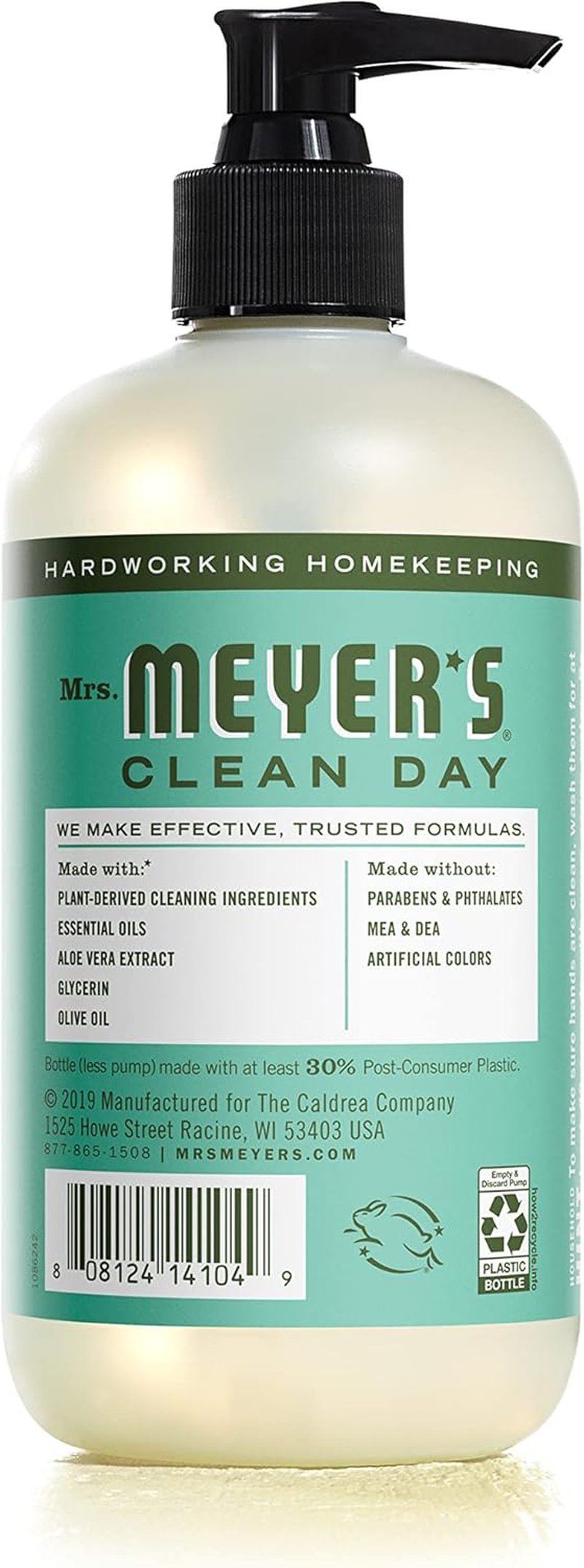 Mrs. Meyer's Clean Day Hand Soap - Basil Scent | 12.5 Fl Oz Bottle (Pack of 4)