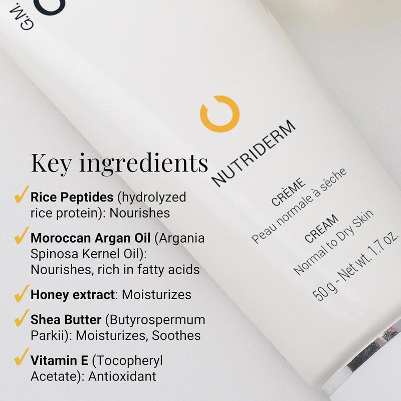 Nutriderm Cream - Nourishing Daily Face Cream for Dry Skin | Moisturizing Skincare with Rice Peptides & Argan Oil