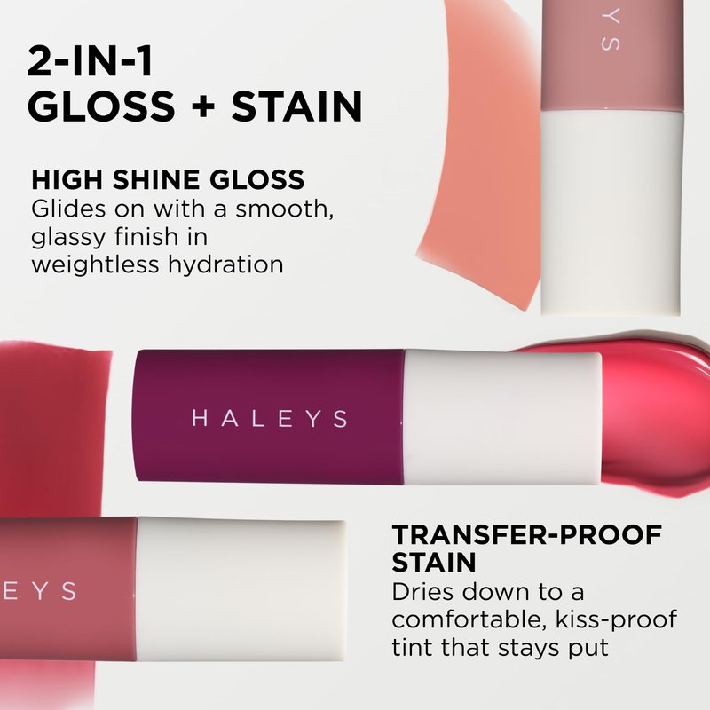 HALEYS Re-dew Lip Gloss to Stain - Hydrating Kiss-Proof Formula with Vegan Squalane & Vitamin E - Lightweight Transfer-Proof Hybrid for Soft Color, Cushiony Moisture & All-Day Wear (Whisper)