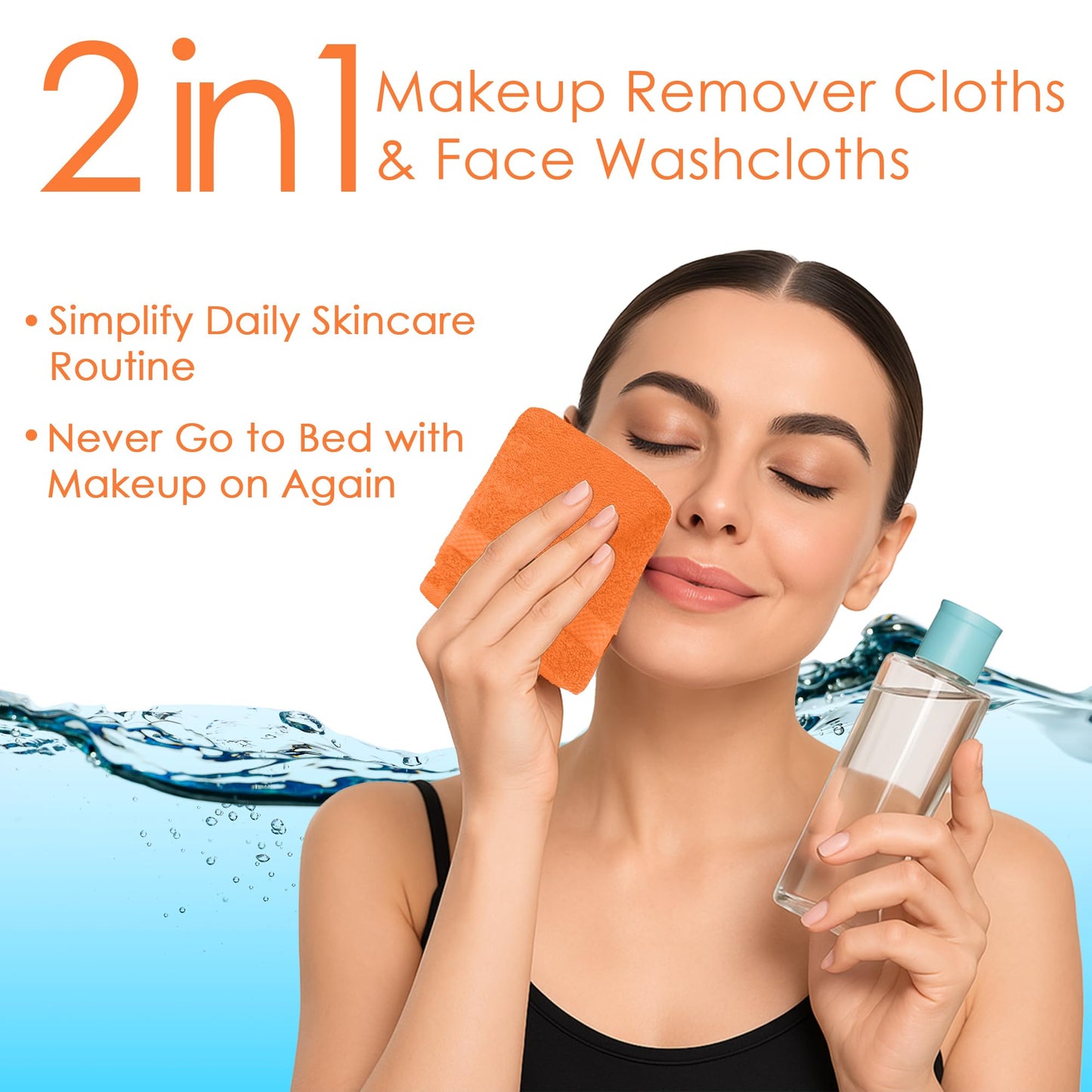 DAN RIVER 12-Pack Premium 100% Cotton Orange Face Towels for Bathroom - Reusable Face Wash Cloths for Showering 12x12 Inches - 550 GSM Super Soft & Absorbent Luxury WashCloths for Body, Spa & Gym