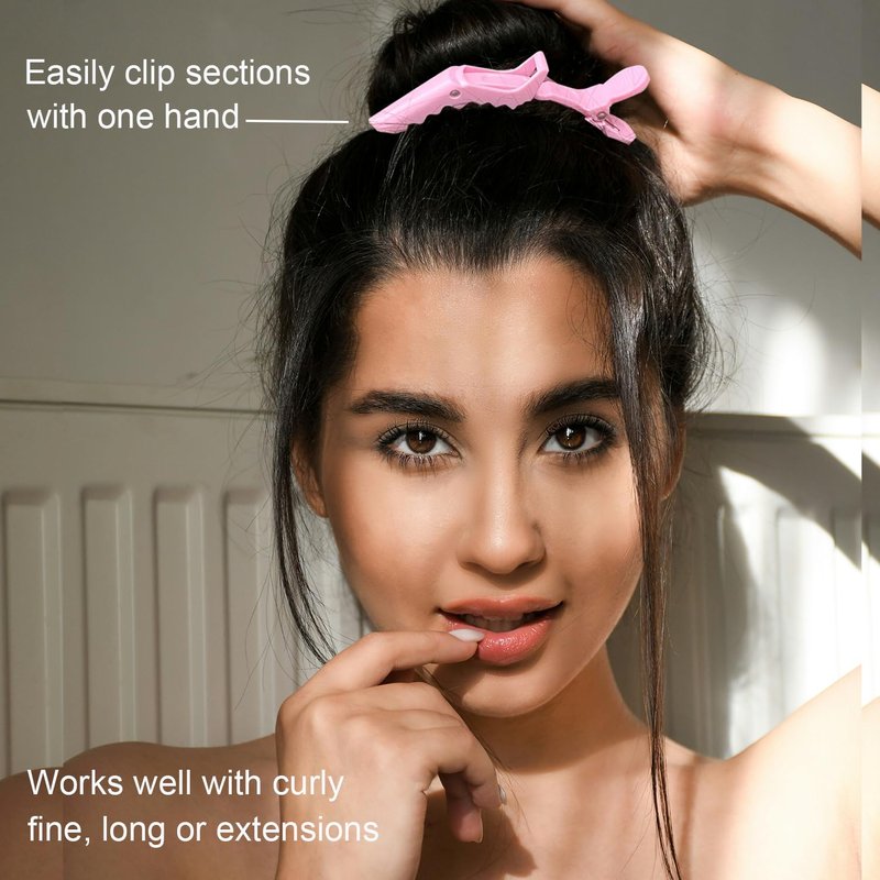 Alligator Hair Clips - 30 Pcs Thick Hair Styling Clips with Wide Teeth & Double-Hinged Design | Pink