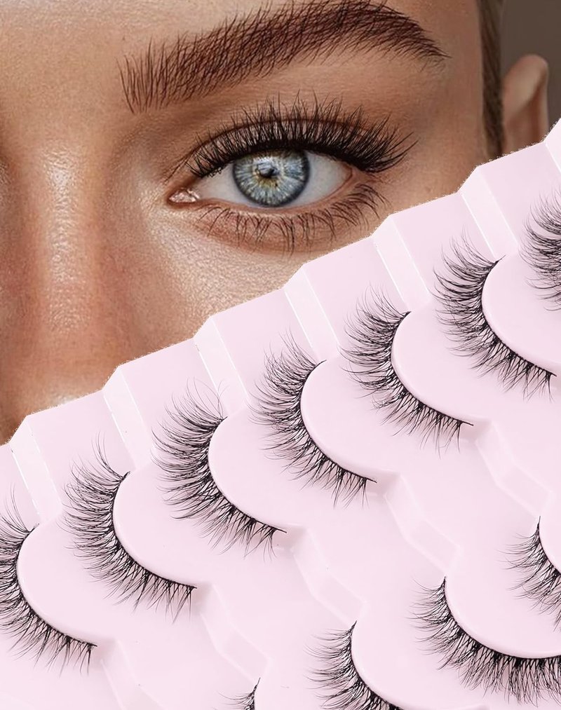 Onlyall Natural Lashes - Wispy False Eyelashes for a Soft, Fluffy Look | 7 Pairs, 6-13MM