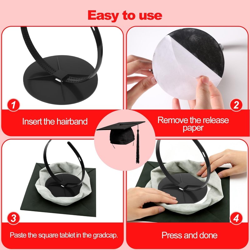 EMOOULI Graduation Cap Headband, New Grad Cap Headband, Not Change Hair, Firm Anti-Fall Hairband for Graduates, Students (1)