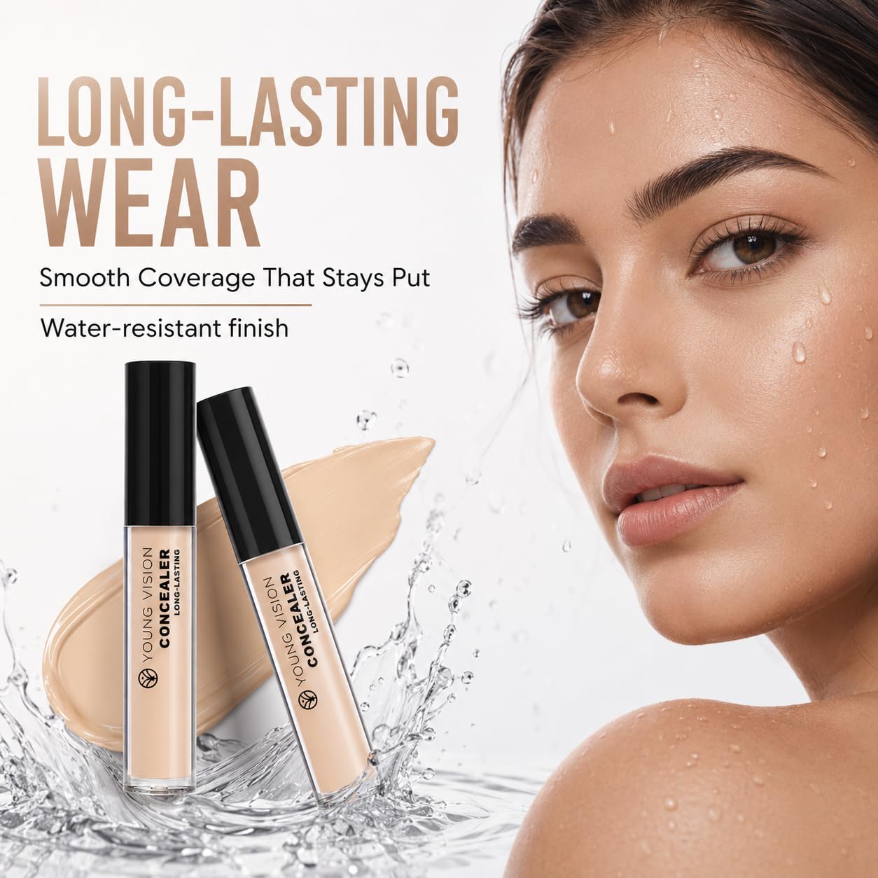 Young Vision Full Coverage Liquid Concealer - Waterproof Under Eye Corrector for Dark Circles & Blemishes | Fair Neutral