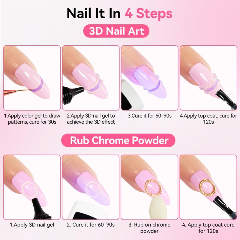 Makartt 3D Gel Nail Art - 30g Sculpting Gel Glue for Drawing, Molding, Sculpture, Gems & Decoration, Clear No-Wipe Gels Polish for DIY Nail Designs
