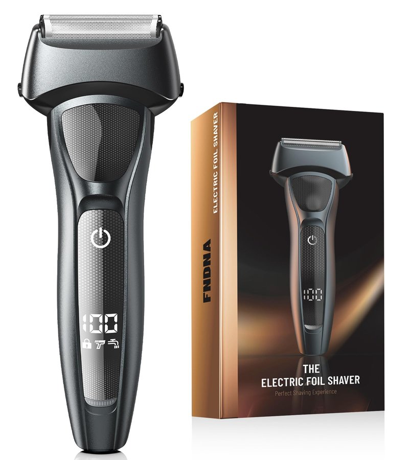 FNDNA Electric Razor for Men: Rechargeable Floating Foil Shavers with LED Display - Waterproof Wet Dry - 30° Precision Blades, Travel Lock, Face Shaving- Gift for Men/Dad