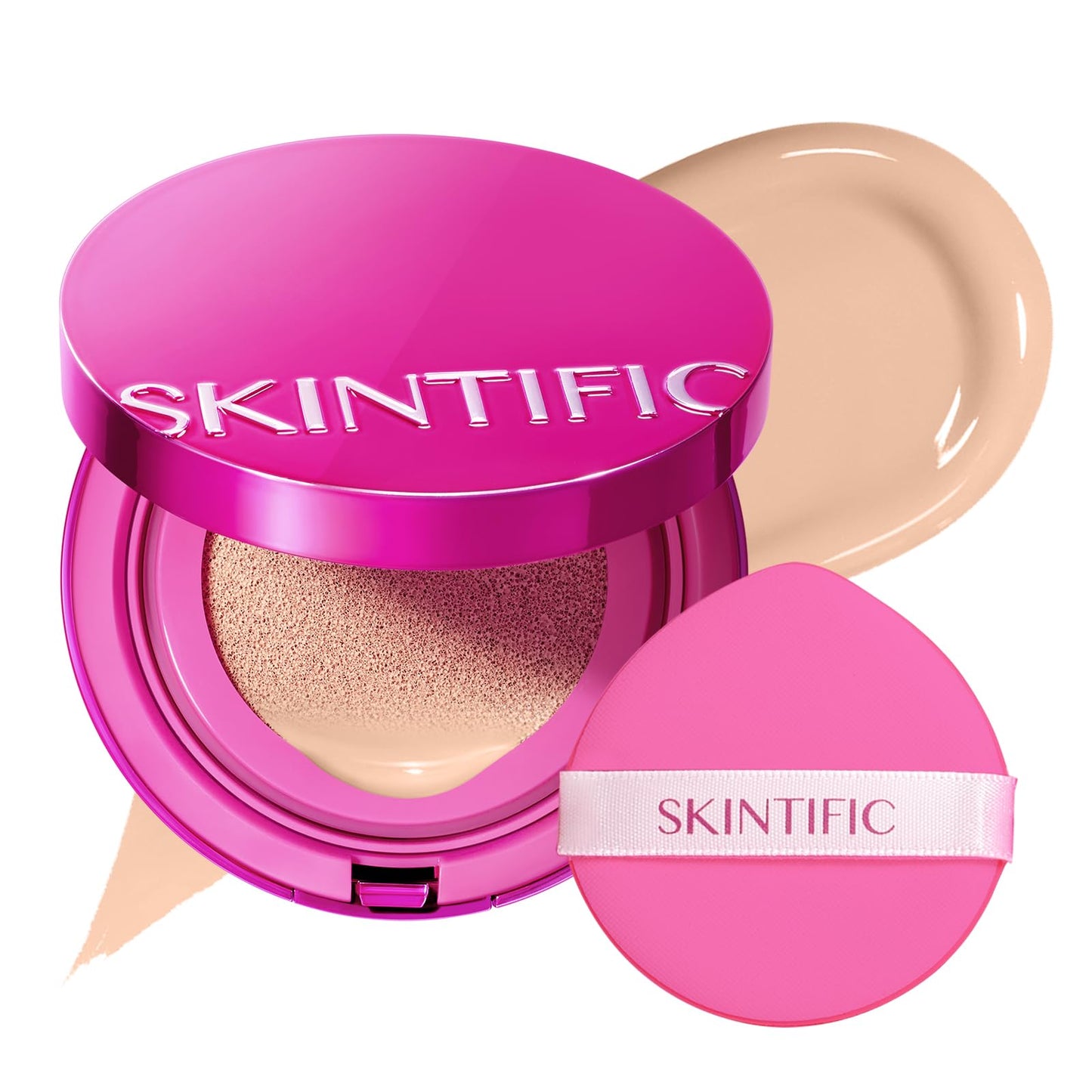 SKINTIFIC Cover Glow Perfect Cushion Foundation – Natural Radiant Finish, Medium-to-High Buildable Coverage, Hydrating Peptide Complex, Lightweight for Dry & Combination Skin,#02 Ivory