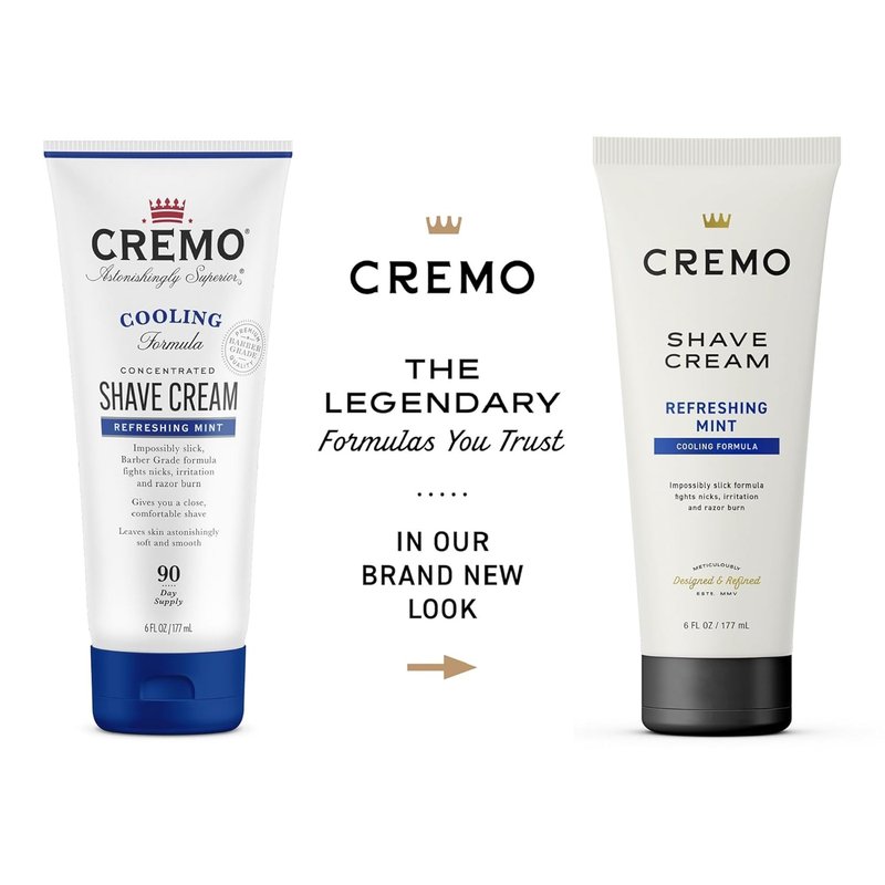 Cremo Barber Grade Cooling Shave Cream - Ultra-Slick Formula | 6 Fl Oz (2 Pack) - Fights Nicks & Razor Burn