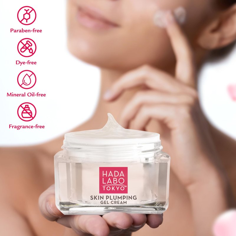 Hada Labo Tokyo Plumping Gel Cream,Facial Moisturizer,Clinically Proven to Provide 24-Hour Moisture in Use,Super HyaluronicAcid,Ceramides,Collagen,No Parabens,Dyes or Fragrance,1.76 oz,(Pack of 2)