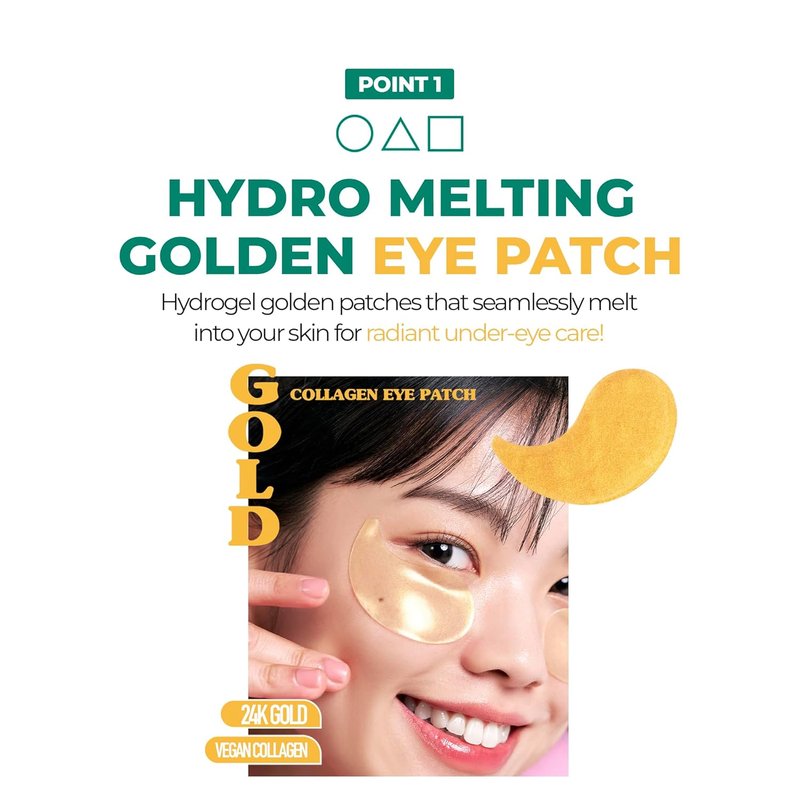 Gold Collagen Eye Patches - Hydrating Firming Under Eye Mask for Dark Circles & Puffiness | 60 Count